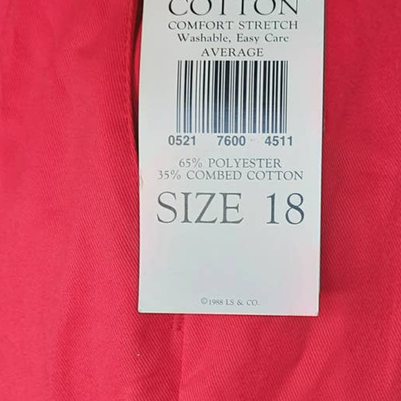 Vintage Red Pleated Tapered Pants, Deadstock Sport Cotton Levi's - Picture 8 of 9